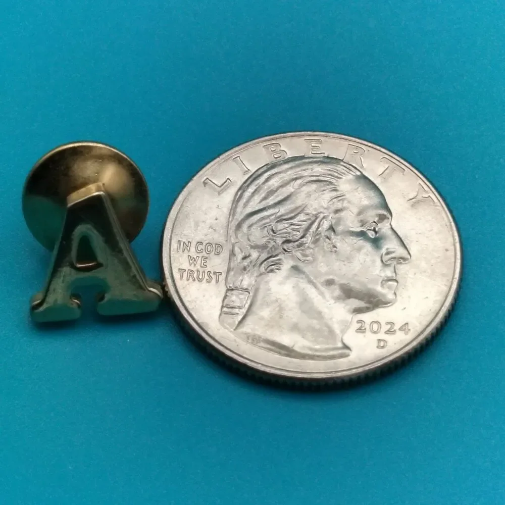 Vintage Avon Initial Letter A Pin Gold Tone Lapel Tie Tac Brooch Small Mini